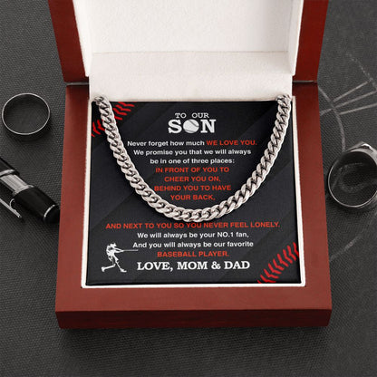 To Our Baseball Son - Cuban Link Necklace, Cuban Link Chain