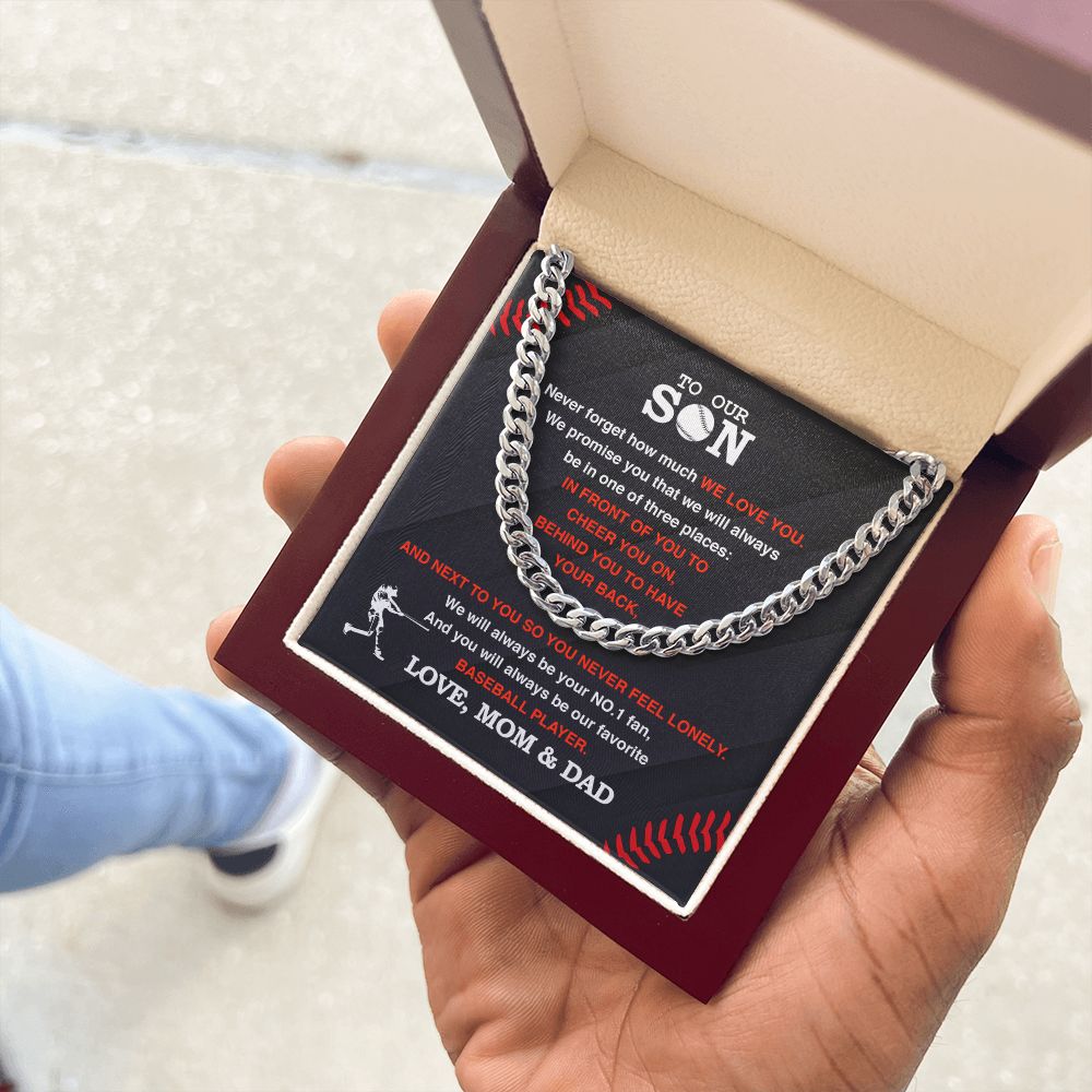 To Our Baseball Son - Cuban Link Necklace, Cuban Link Chain