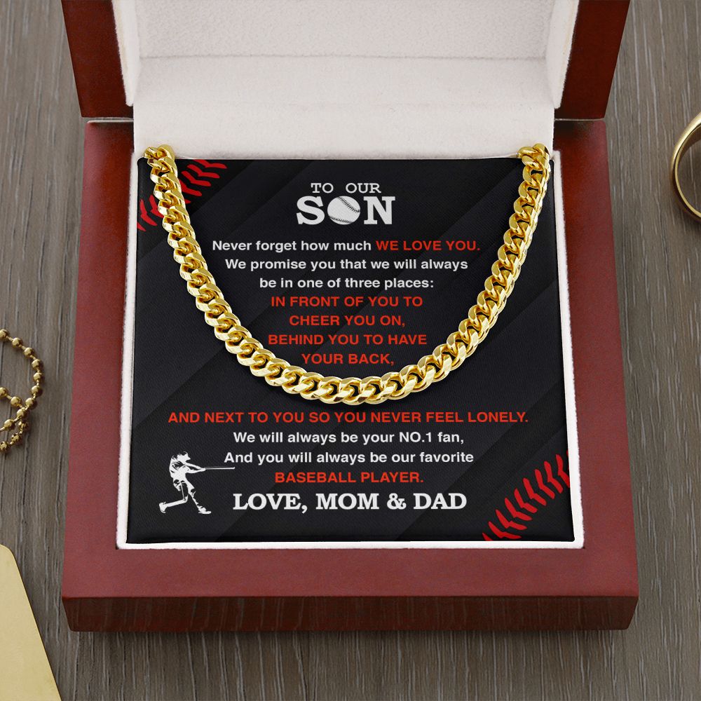 To Our Baseball Son - Cuban Link Necklace, Cuban Link Chain