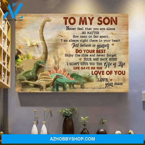 To Son - Dinosaur - Do your best and enjoy the ride - Family Landscape Canvas Prints, Wall Art