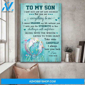 To son - Dolphin mom and son - You are everything to me - Family Portrait Canvas Prints, Wall Art