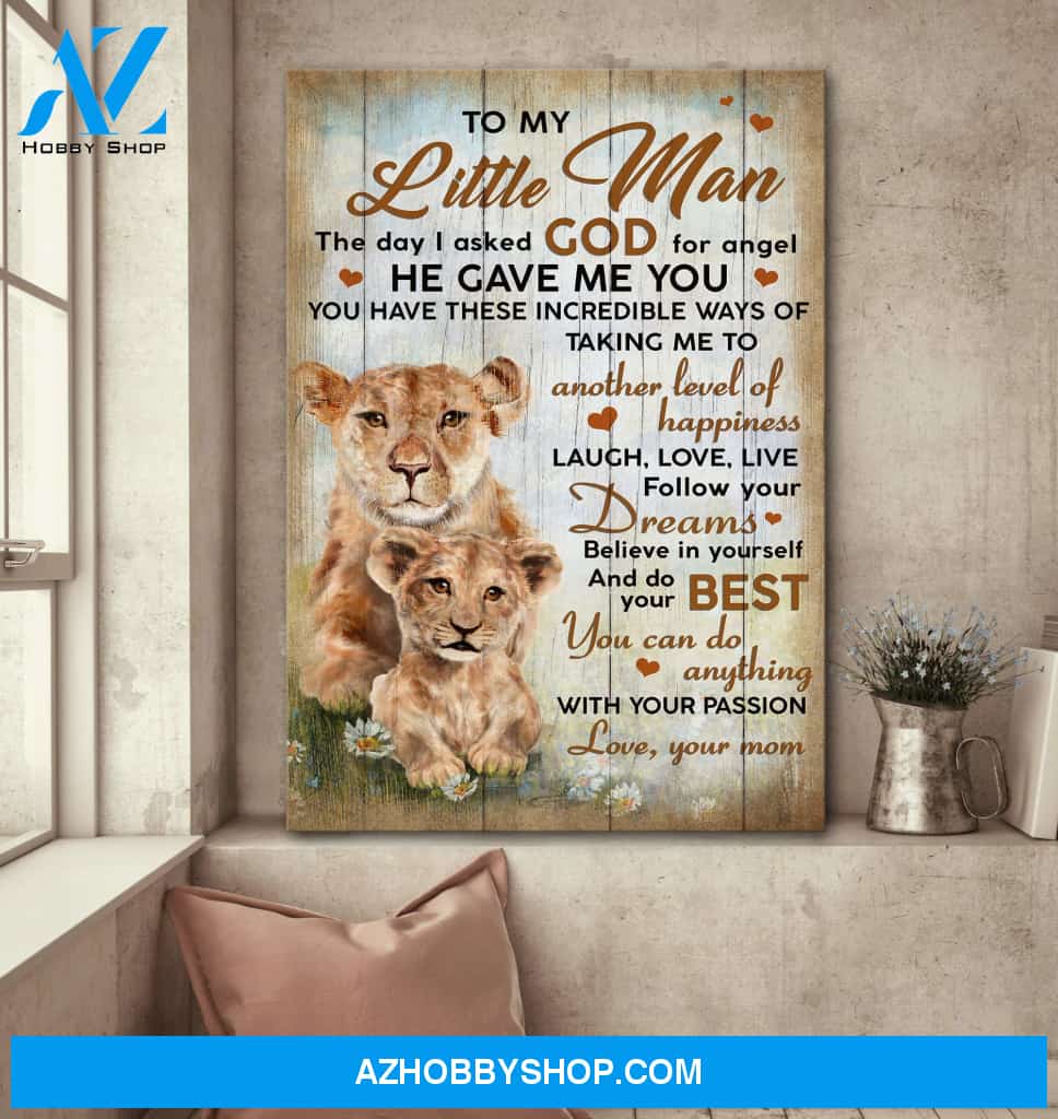 To son - Mother and son lion - The day I asked God for angle, he gave me you - Family Portrait Canvas Prints, Wall Art