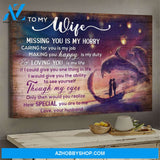 To wife - Couple standing on boat - Missing you is my hobby - Couple Landscape Canvas Prints, Wall Art