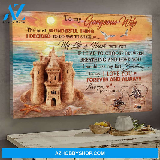 To wife - Sand palace - I love you forever and always - Couple Landscape Canvas Prints - Wall Art