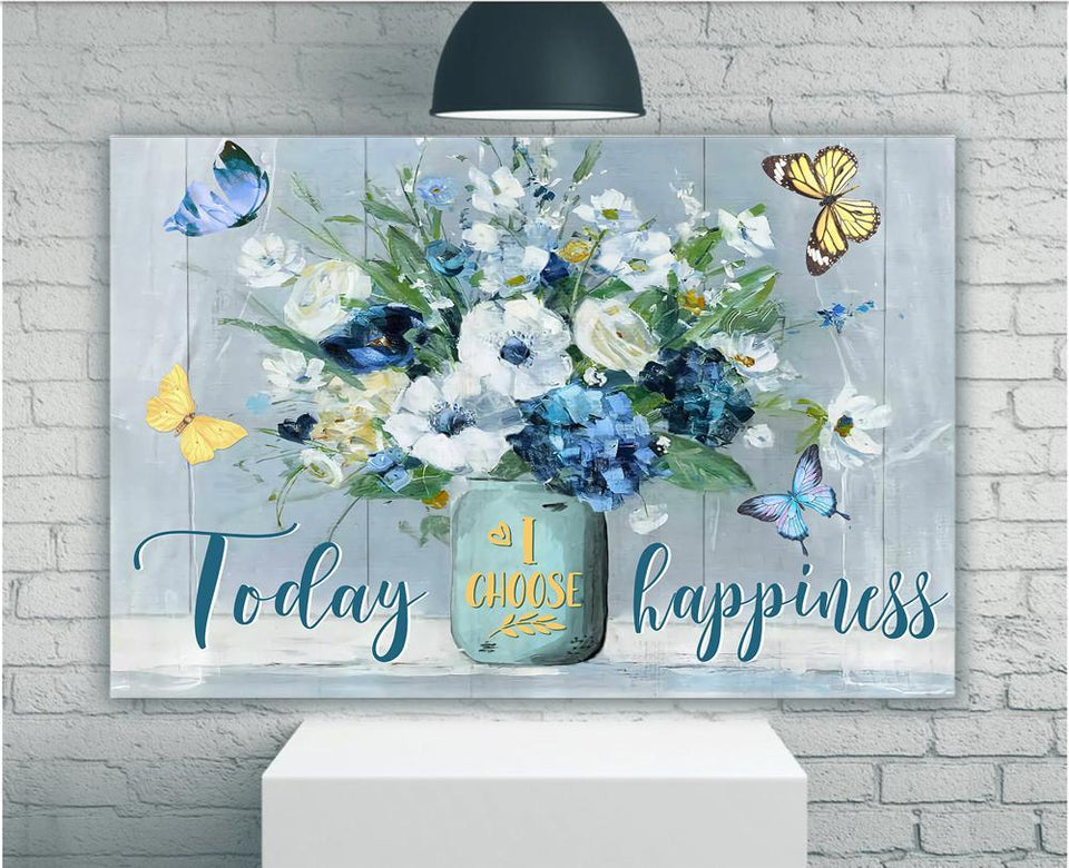 Butterfly Canvas Wall Art - Motivational Quotes Canvas - Butterfly Today I Choose Happiness Canvas