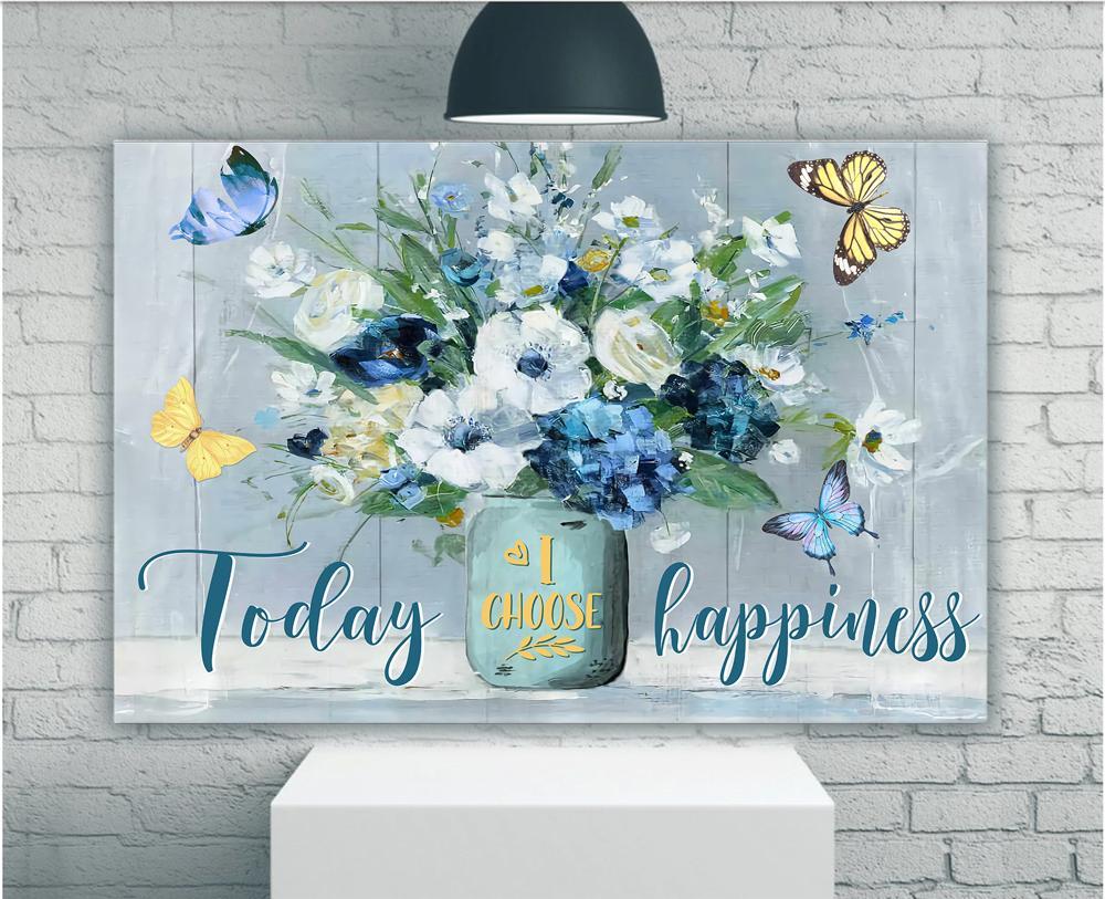 Butterfly Canvas Wall Art - Motivational Quotes Canvas - Butterfly Today I Choose Happiness Canvas