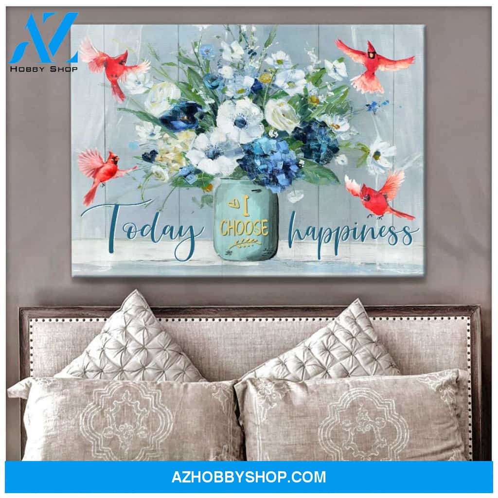 Today I choose Happiness Cardinal Canvas Wall Art, Wall Decor Visual Art