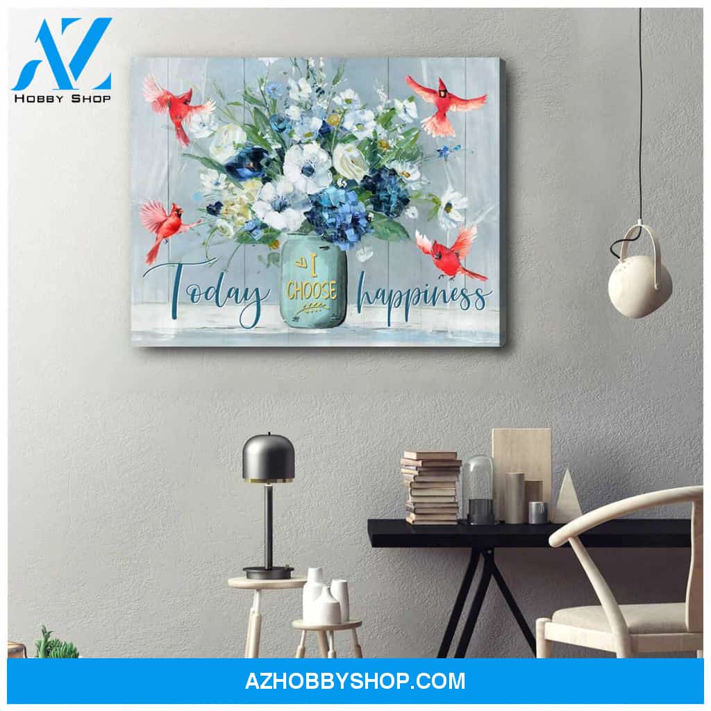 Today I choose Happiness Cardinal Canvas Wall Art, Wall Decor Visual Art