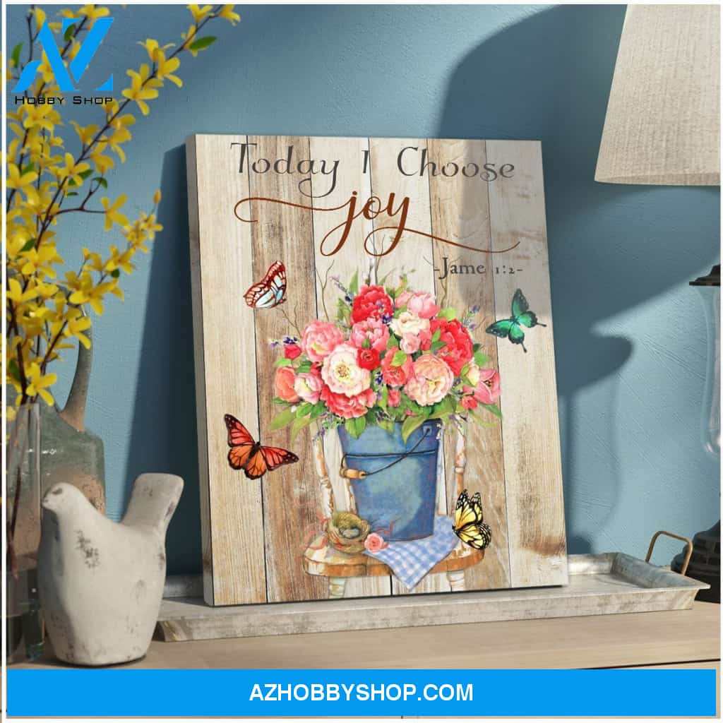 Today I Choose Joy Butterfly Canvas Wall Art