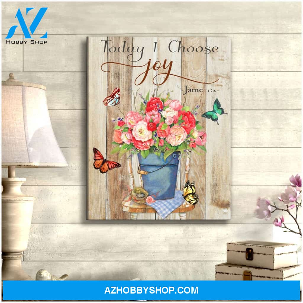 Eviral Store Today I Choose Joy Butterfly Canvas Wall Art Decor – Butterfly Canvas Print Wall Art