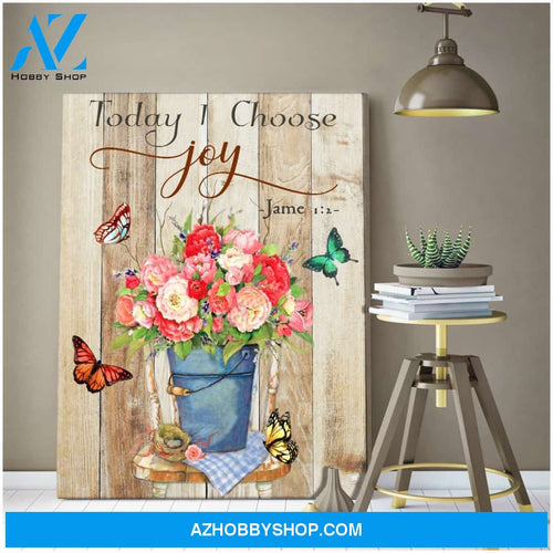 Eviral Store Today I Choose Joy Butterfly Canvas Wall Art Decor – Butterfly Canvas Print Wall Art
