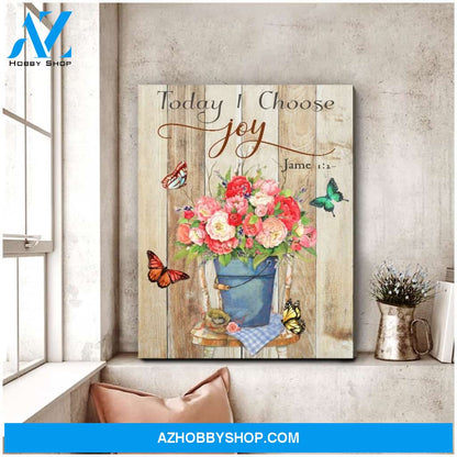 Eviral Store Today I Choose Joy Butterfly Canvas Wall Art Decor – Butterfly Canvas Print Wall Art