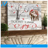 Today I Choose Joy Cow Wall Matte Canvas Christmas Wall Art