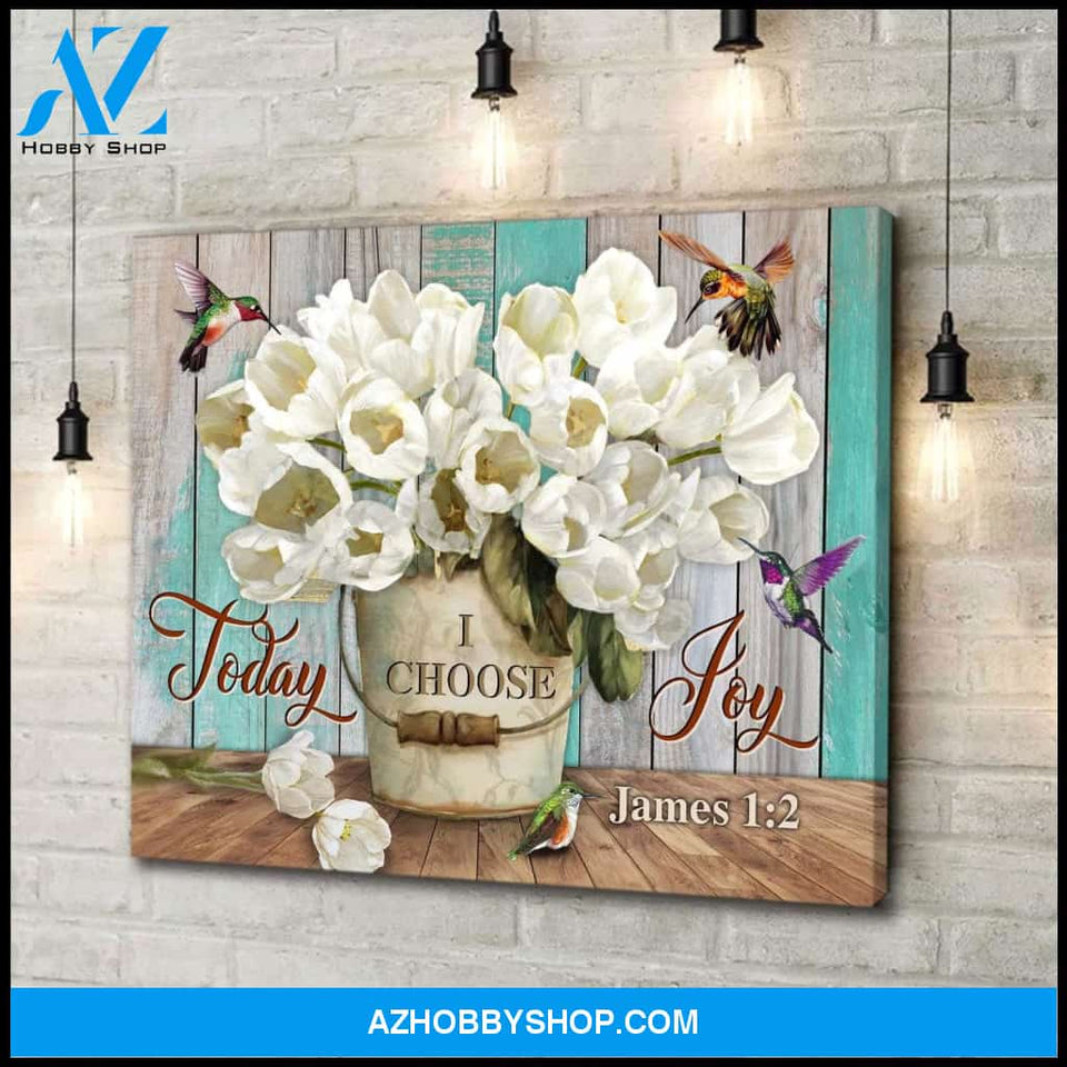 Today I Choose Joy Hummingbird Wall Art Canvas