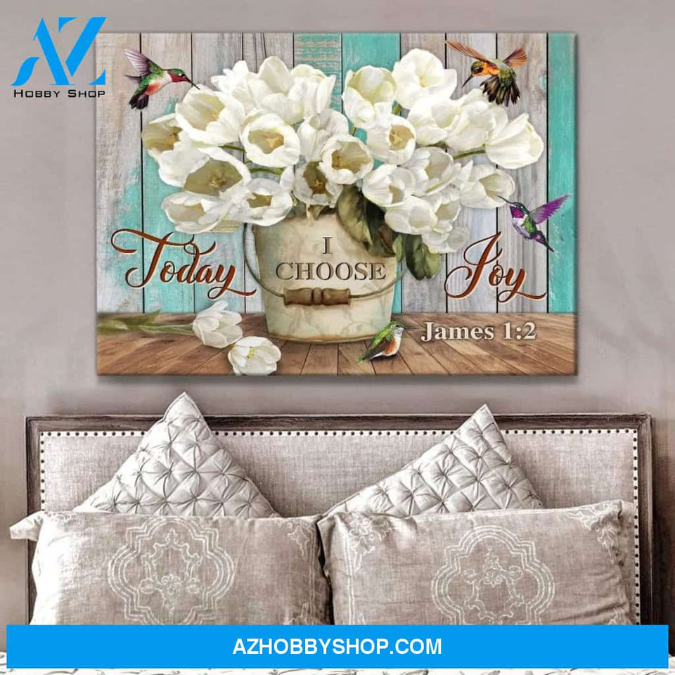 Today I Choose Joy Hummingbird Wall Art Canvas