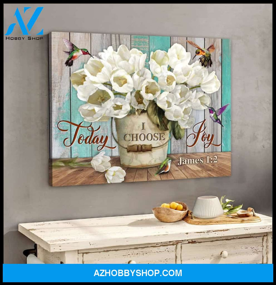 Today I Choose Joy Hummingbird Wall Art Canvas