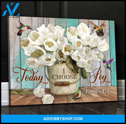 Today I Choose Joy Hummingbird Wall Art Canvas