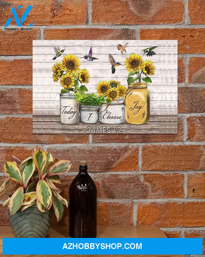 Today I Choose Joy Sunflower Canvas Wall Art, Wall Decor Visual Art Unique Gifts