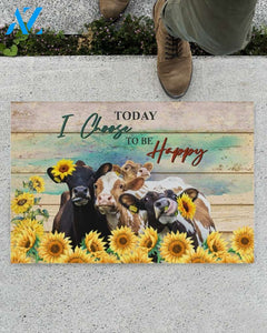 Today I Choose To Be Happy Cow And Sunflower Doormat Welcome Mat Housewarming Gift Home Decor Farmhouse Funny Doormat Gift For Friend Birthday Gift
