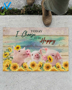 Today I Choose To Be Happy Pig And Sunflower Doormat Welcome Mat Housewarming Gift Home Decor Funny Doormat Gift For Friend Birthday Gift