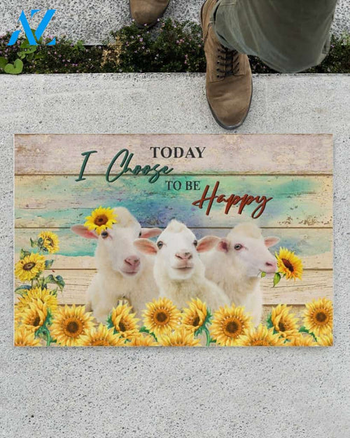 Today I Choose To Be Happy Sheep And Sunflower Doormat Welcome Mat Housewarming Gift Home Decor Farmhouse Funny Doormat Gift For Friend Birthday Gift