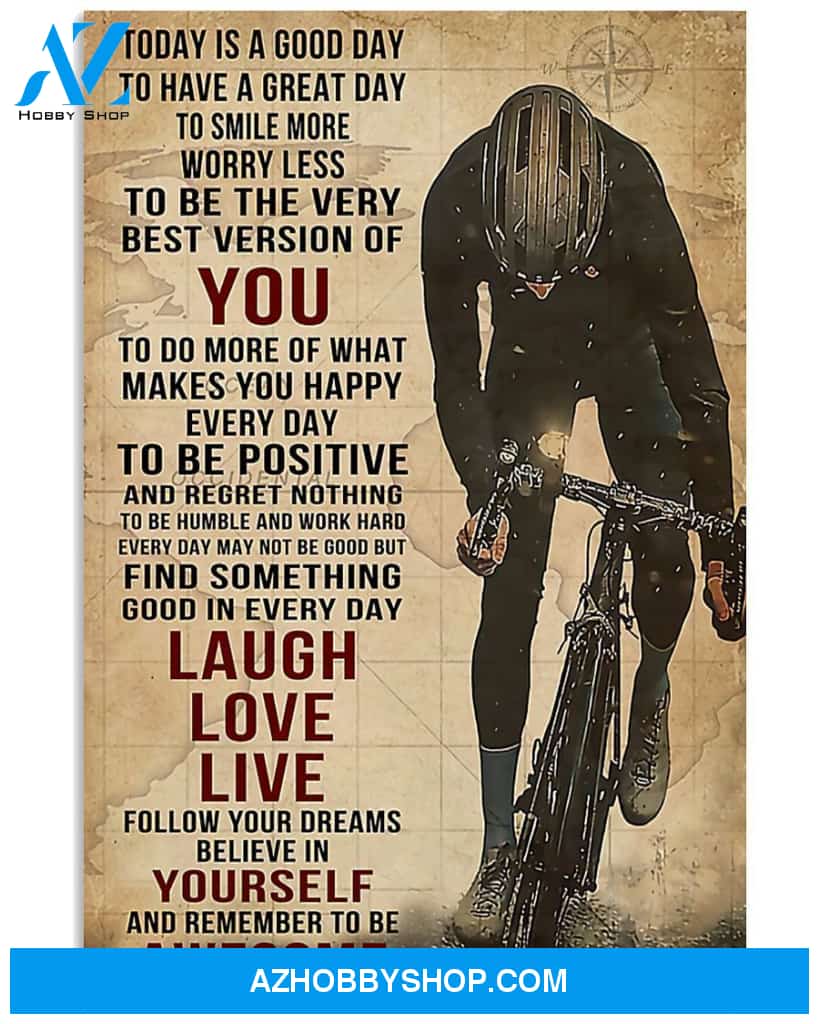 Today Is Good Day Cycling Vertical Canvas Wall Art, Wall Decor Visual Art Unique Gifts