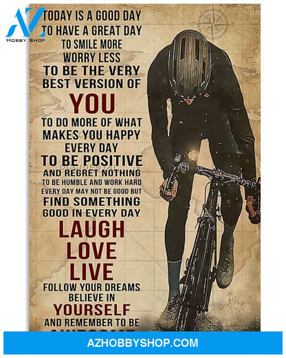 Today Is Good Day Cycling Vertical Canvas Wall Art, Wall Decor Visual Art Unique Gifts