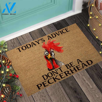 Today's Advice - Chicken Coir Pattern Print Doormat