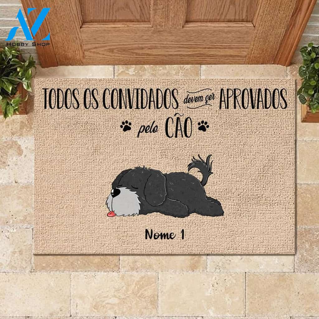 Todos Os Convidados Devem Ser Aprovados Pelo Cão Portuguese - Funny Personalized Dog Doormat | WELCOME MAT | HOUSE WARMING GIFT