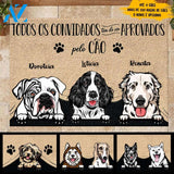 Todos os convidados têm de ser aprovados pelo cão Portuguese - Funny Personalized Dog Doormat 