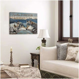 Together Forever And Always No Matter What Quiet Morning At The Lake With Wolf Couple Canvas Wall