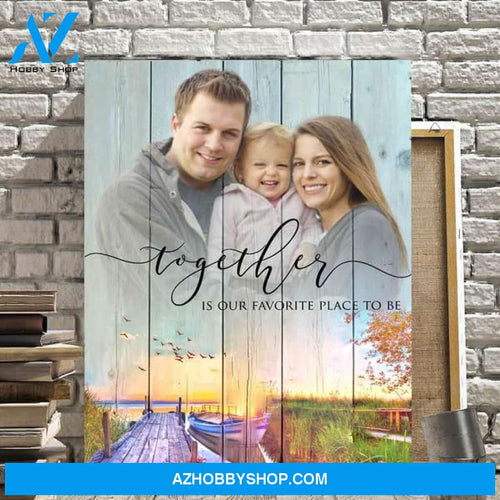 Together Is Our Favorite Place to Be Personalized Photo Memorial Canvas, Canvas Wall Art Gift for Family