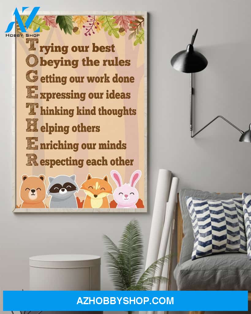 Teacher Classroom Canvas TOGETHER, Student Wall Art Back to School Gift for Teacher