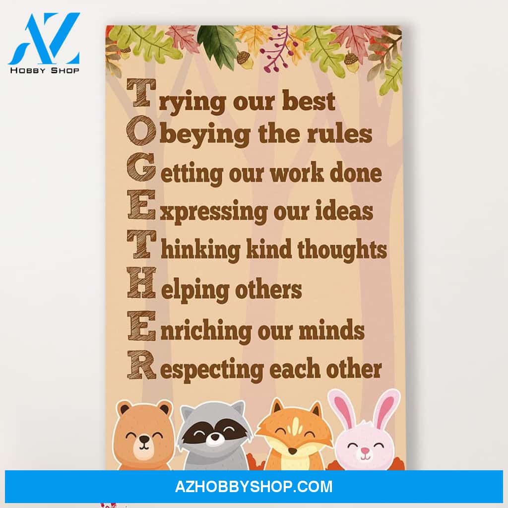Teacher Classroom Canvas TOGETHER, Student Wall Art Back to School Gift for Teacher