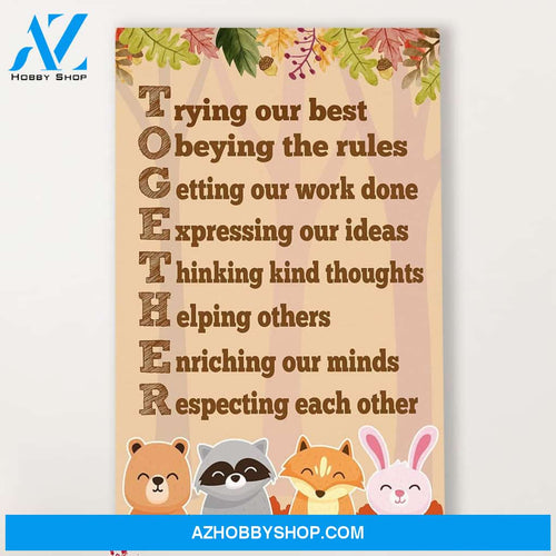 Teacher Classroom Canvas TOGETHER, Student Wall Art Back to School Gift for Teacher