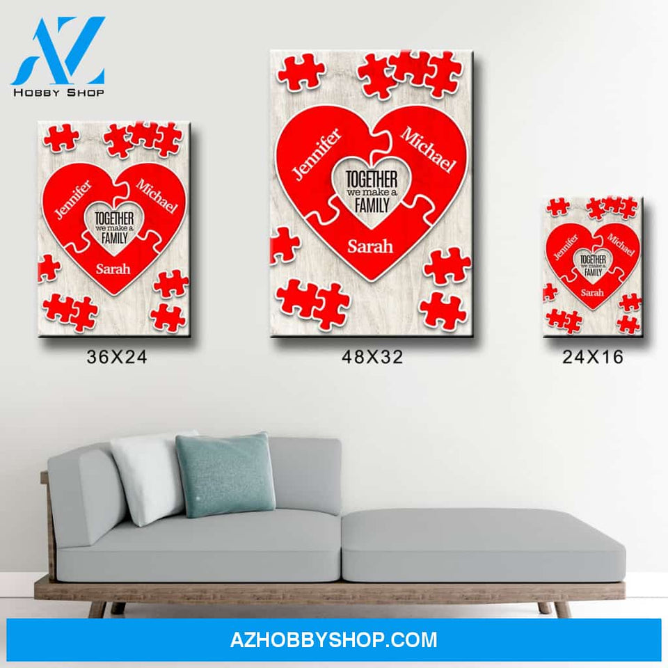 Together We Make A Family Puzzle Premium Canvas