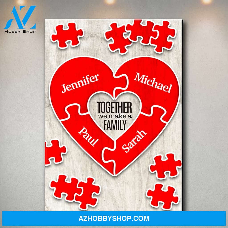 Together We Make A Family Puzzle Premium Canvas