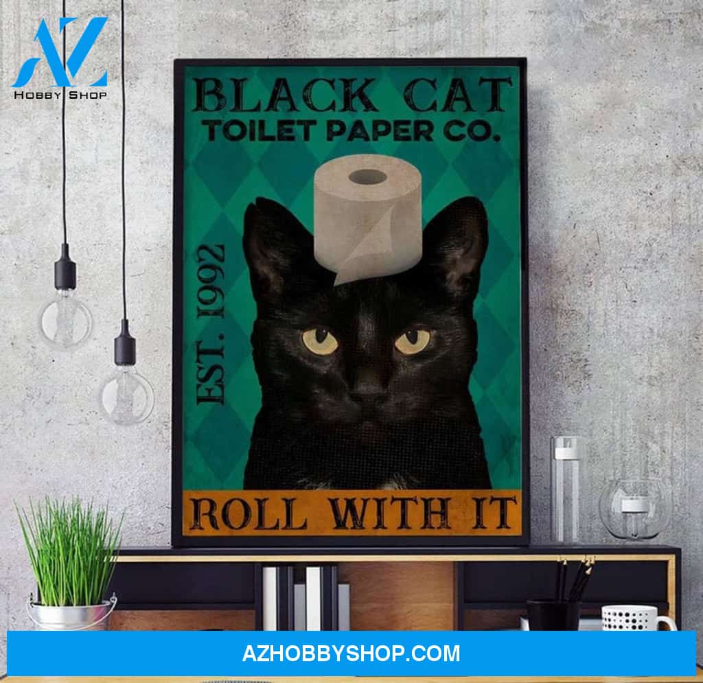 Toilet Paper Co Roll With It Poster, Love Cat Canvas And Poster, Wall Decor Visual Art