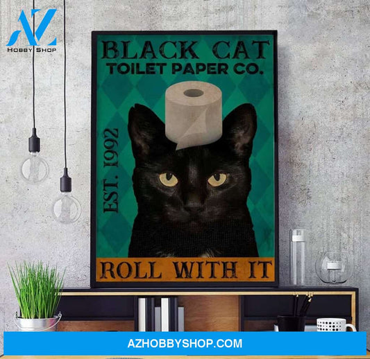 Toilet Paper Co Roll With It Poster, Love Cat Canvas And Poster, Wall Decor Visual Art