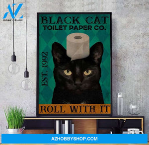 Toilet Paper Co Roll With It Poster, Love Cat Canvas And Poster, Wall Decor Visual Art