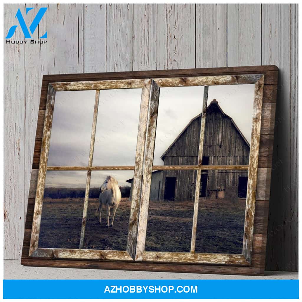 Top Beautiful Old Horse Barn And Horse Canvas And Poster, Wall Decor Visual Art