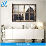 Top Beautiful Old Horse Barn And Horse Canvas And Poster, Wall Decor Visual Art