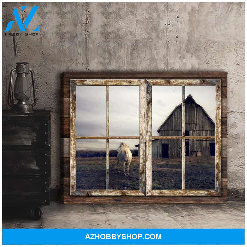 Top Beautiful Old Horse Barn And Horse Canvas And Poster, Wall Decor Visual Art