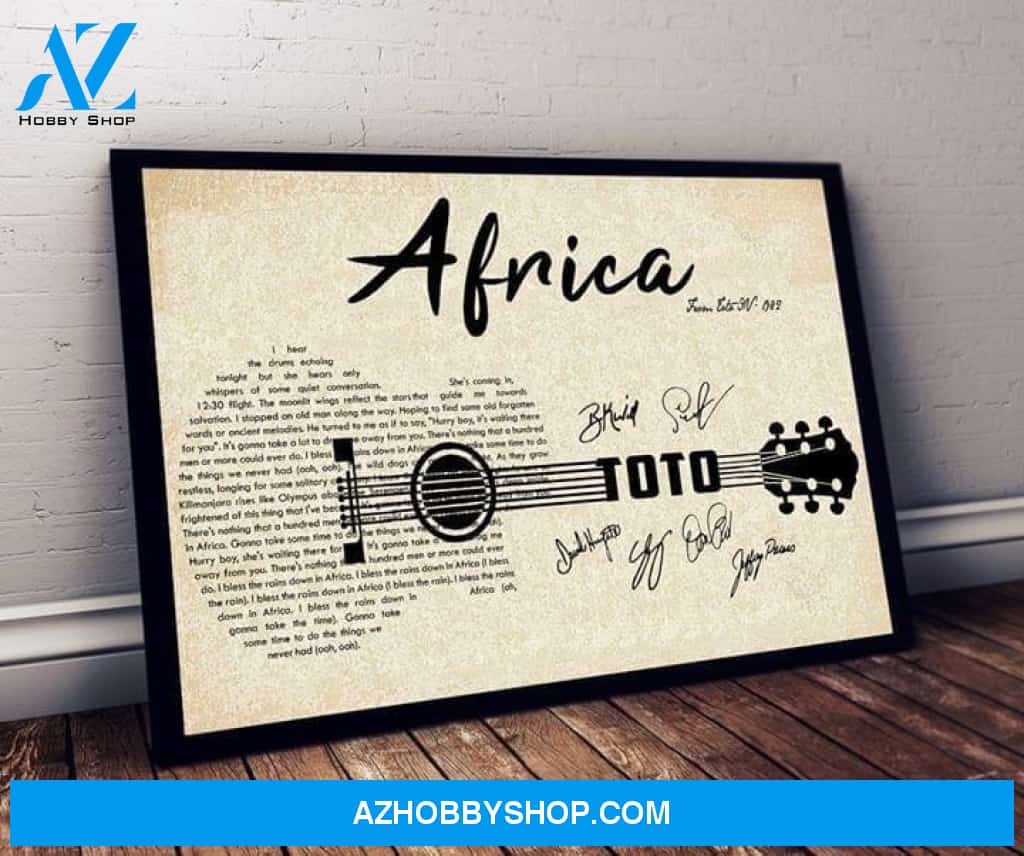Toto Africa Lyric Guitar Typography Signed Poster Canvas Poster Canvas