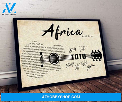 Toto Africa Lyric Guitar Typography Signed Poster Canvas Poster Canvas