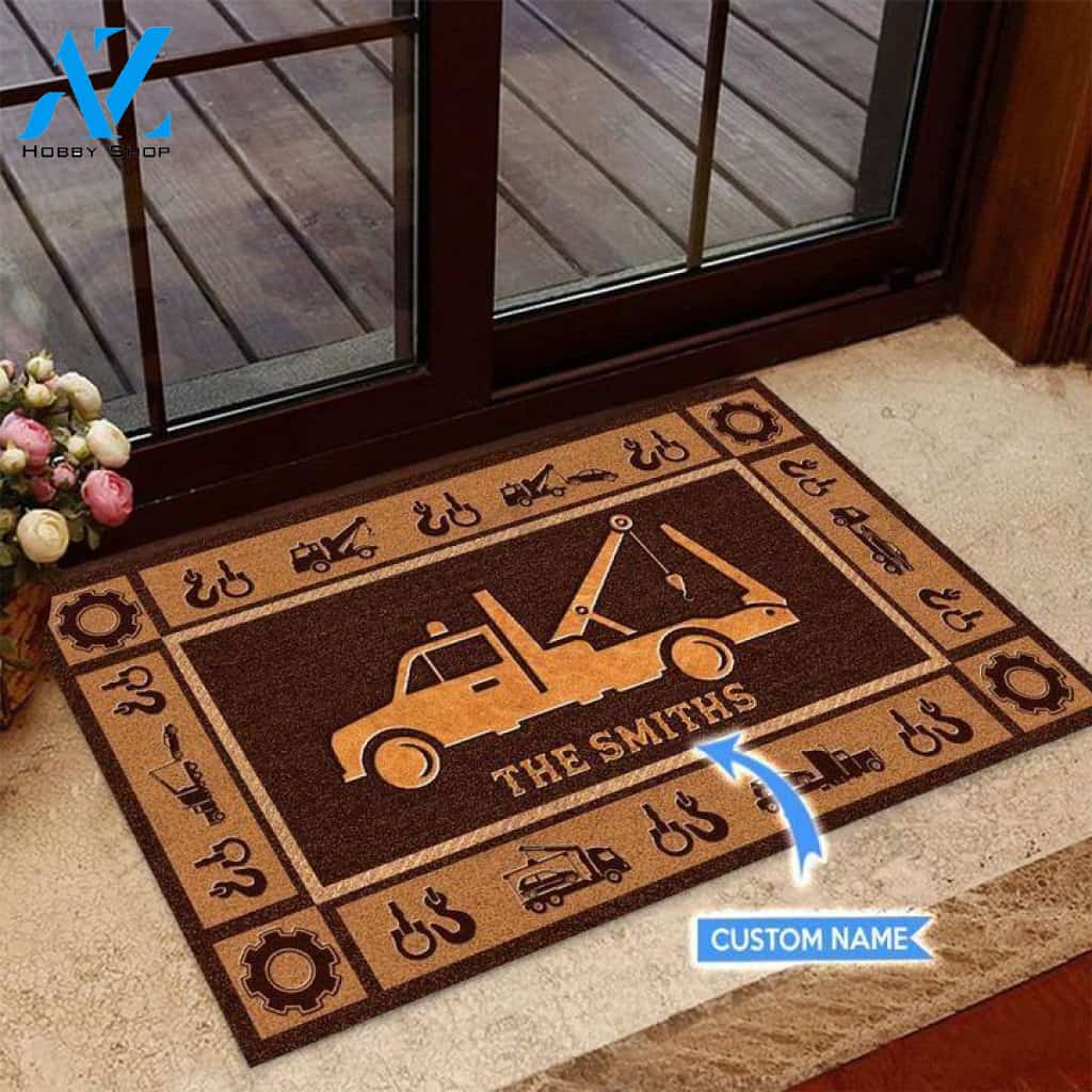 Tow truck Basic Brown Custom Doormat | Welcome Mat | House Warming Gift
