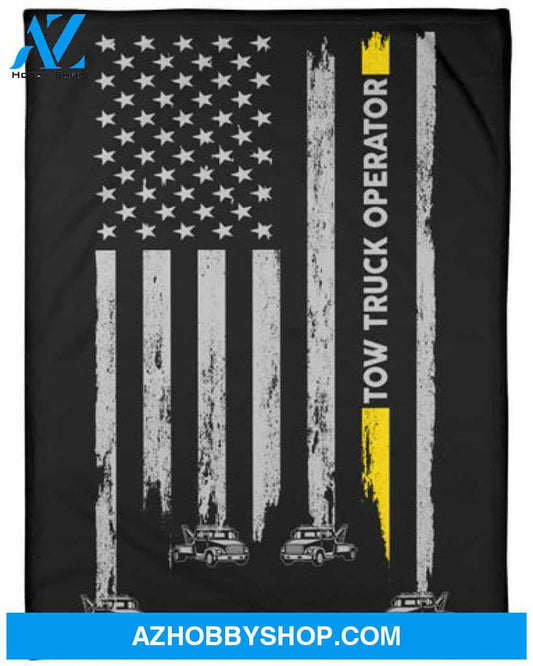 Tow Truck Operator USA Flag Fleece Blanket Gift For Trucker Truck Lover 