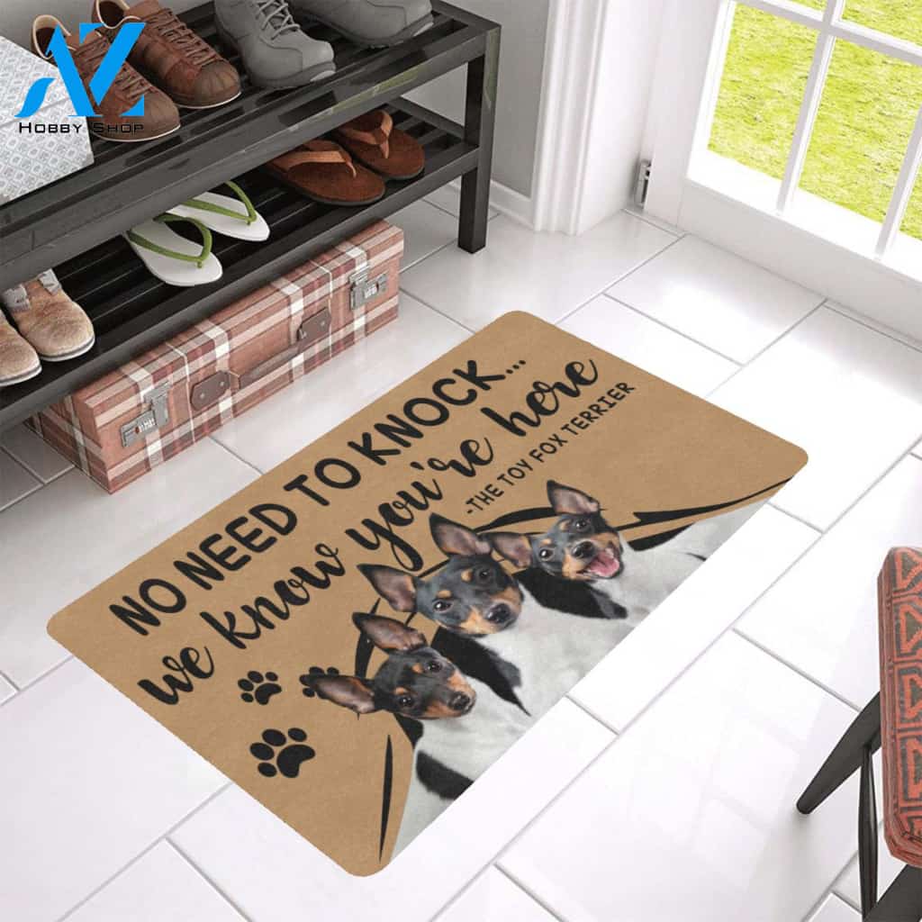 Toy Fox Terrier Knock We Know You’re Here Doormat – Doormat