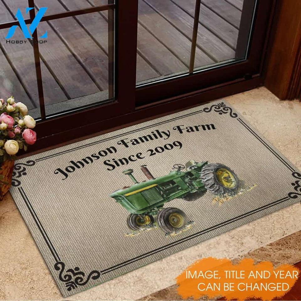 Tractor And Family Name Customized Doormat
