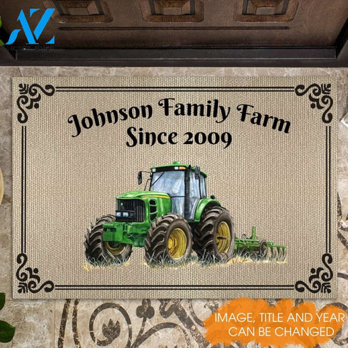 Tractor And Family Name Customized Doormat